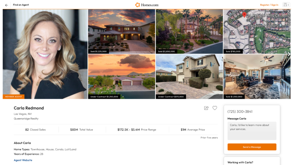 Carla Redmond Homes.com Agent Page