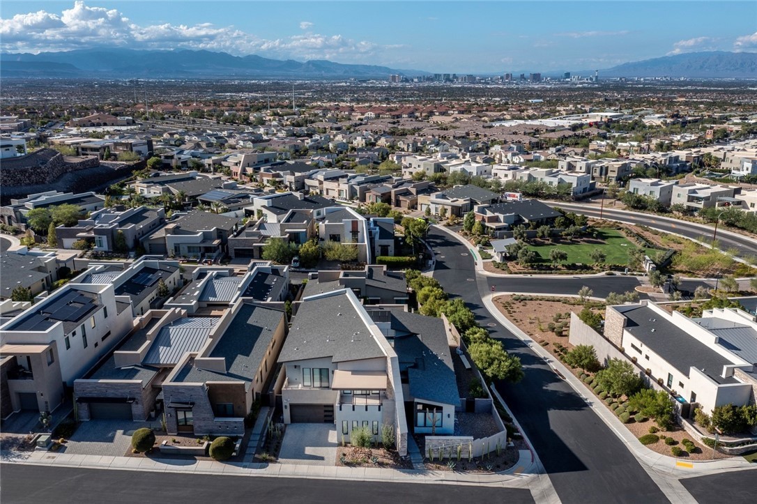 Aerial image of luxury homes in Henderson with a Las Vegas Strip view
