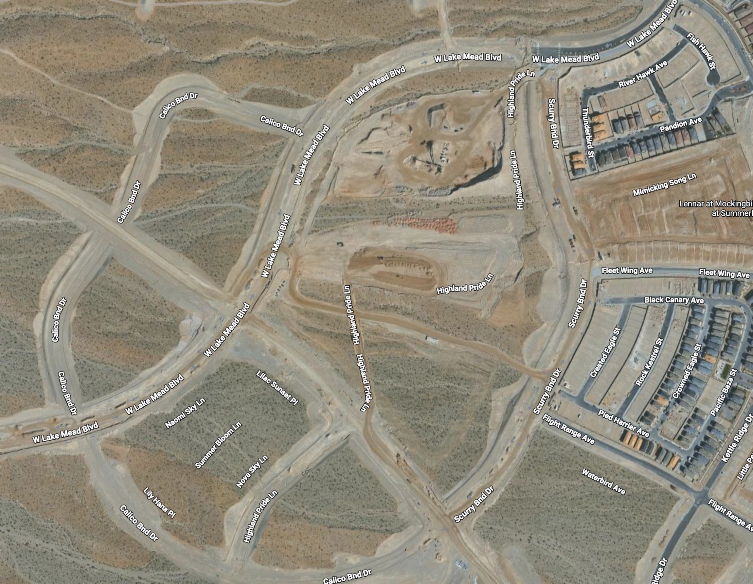 Aerial view of residential land in Summerlin West slated for future home development near West Lake Mead Boulevard, illustrating ongoing expansion within the master-planned community.
